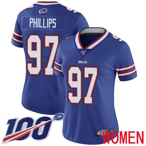 Women Buffalo Bills #97 Jordan Phillips Royal Blue Team Color Vapor Untouchable Limited Player 100th Season NFL Jersey->youth nfl jersey->Youth Jersey